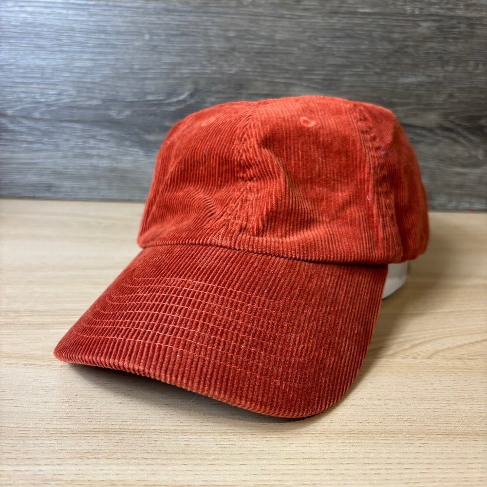 H&M Hat Cap Strap Back Orange Corduroy Baseball Cap Adjustable Outdoors